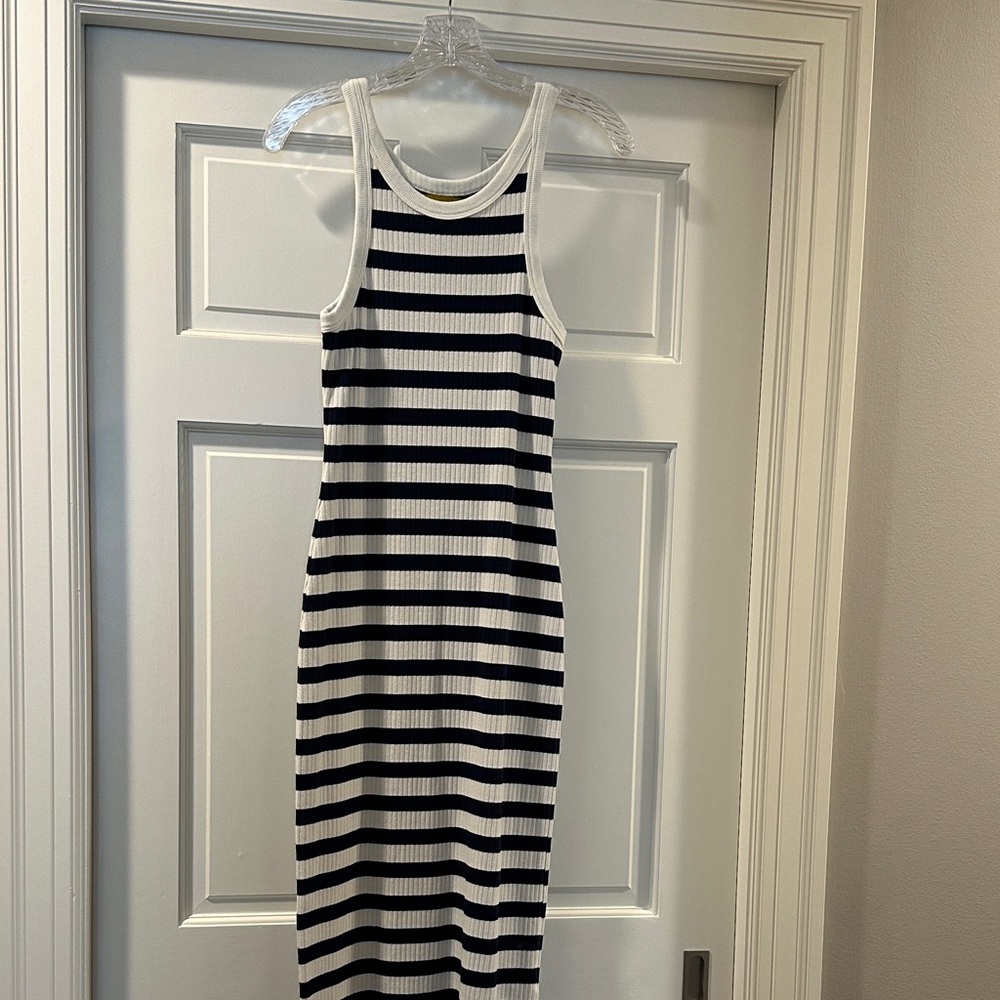 Striped Navy  and White Sleeveless Dress